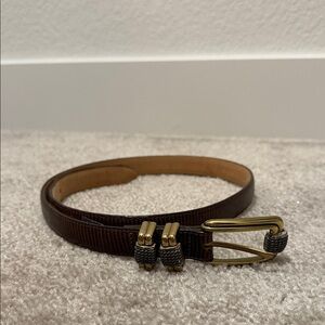 Brighton Brown Leather Belt with Gold Accents